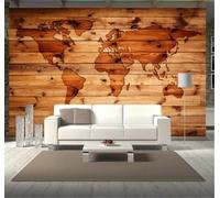 Tzxztt Retro Vetas De Madera Creativo Mapa Del Mundo Arte Papel Pintado 3D Seda Texturizada Primera Calidad Neutros Material Ideal Para SalóN Dormitorio-300cm×210cm