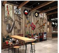 Tzxztt Retro Vetas De Madera Nostalgia Instrumentos Musicales Música Papel Pintado 3D Seda Texturizada Primera Calidad Neutros Material Ideal Para SalóN Dormitorio-300cm×210cm
