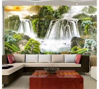 Tzxztt Rojo Amanecer Cielo Montañas Cascada Papel Pintado 3D Seda Texturizada Primera Calidad Neutros Material Ideal Para SalóN Dormitorio-200cm×140cm