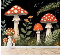 Tzxztt Rojo Y Blanco Setas Bosque Plantas Paisaje Nocturno Papel Pintado 3D Seda Texturizada Primera Calidad Neutros Material Ideal Para SalóN Dormitorio-150cm×105cm