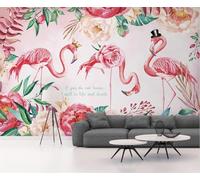 Tzxztt Rosa Cálido Hermosas Flores Flamencos Papel Pintado 3D Seda Texturizada Primera Calidad Neutros Material Ideal Para SalóN Dormitorio-400cm×280cm