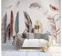 Tzxztt Sencillo Retro Pintado A Mano Bello Arte Plumas Papel Pintado 3D Seda Texturizada Primera Calidad Neutros Material Ideal Para SalóN Dormitorio-250cm×170cm