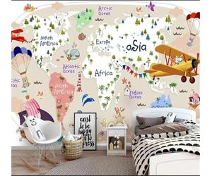 Tzxztt Término Relieve Dibujos Animados Aviones Veleros Papel Pintado 3D Seda Texturizada Primera Calidad Neutros Material Ideal Para SalóN Dormitorio-350cm×256cm