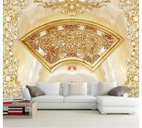 Tzxztt Tridimensional Arte Relieve Belleza Forma De Abanico Jade Papel Pintado 3D Seda Texturizada Primera Calidad Neutros Material Ideal Para SalóN Dormitorio-430cm×300cm