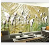 Tzxztt Tridimensional Arte Relieve Líneas Blanco Flores Papel Pintado 3D Seda Texturizada Primera Calidad Neutros Material Ideal Para SalóN Dormitorio-400cm×280cm