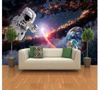 Tzxztt Tridimensional Astronauta Planeta Universo Cielo Estrellado Papel Pintado 3D Seda Texturizada Primera Calidad Neutros Material Ideal Para SalóN Dormitorio-400cm×280cm