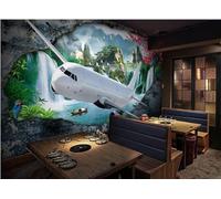 Tzxztt Tridimensional Avión Picos De Montaña Cascada Lago Papel Pintado 3D Seda Texturizada Primera Calidad Neutros Material Ideal Para SalóN Dormitorio-250cm×170cm