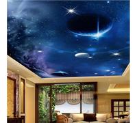 Tzxztt Tridimensional Cielo Estrellado Planetas Universo Estrellas Papel Pintado 3D Seda Texturizada Primera Calidad Neutros Material Ideal Para SalóN Dormitorio-400cm×280cm