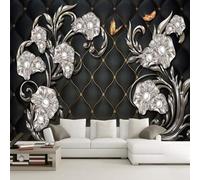 Tzxztt Tridimensional Relieve Plantas Perlas Flores Mariposas Papel Pintado 3D Seda Texturizada Primera Calidad Neutros Material Ideal Para SalóN Dormitorio-150cm×105cm