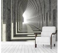 Tzxztt Túnel Grande Minimalista Y Tridimensional Extensión Espacial Papel Pintado 3D Seda Texturizada Primera Calidad Neutros Material Ideal Para SalóN Dormitorio-350cm×256cm