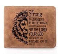 TZYTHT Christian Gifts - Cartera de cuero para hombre, grabado personalizado, versículo bíblico, fe, religioso, cumpleaños, regalos inspiradores, JOSHUA 1:9, Regalos cristianos