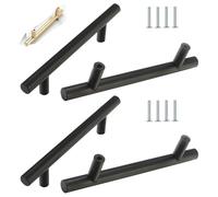 TZYYAO Tiradores Para Armarios De 96/128/160/192/256mm Entre Centros,2 Piezas Manijas Para Puertas De Cocina,Tiradores Para Cajones,Tiradores Redondos En T De Aluminio,Black/4pcs-450mm/17.7in