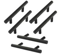 TZYYAO Tiradores Para Armarios De 96/128/160/192/256mm Entre Centros,2 Piezas Manijas Para Puertas De Cocina,Tiradores Para Cajones,Tiradores Redondos En T De Aluminio,Black/6pcs-600mm/23.6in