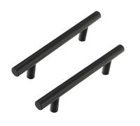 TZYYAO Tiradores Para Armarios De Cocina,Manija De Puerta En T,Tiradores Metálicos Para Cocina,Manija Para Cajones Con Centro De Agujero De 64mm,96mm,128mm,Pomos Para Muebles,Black/2pcs-350mm/13.8in