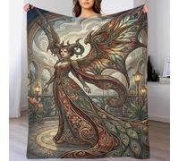 TZZKLAMNYO Art Nouveau Mucha Reina Demonio Colcha Manta Impresión 3D Franela Suave Cálida Peluche Sofá Cama Niños Adultos Regalo Transpirable Todas Estaciones 60x80inch(150x200cm)