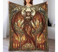 TZZKLAMNYO Art Nouveau Mucha Reina Demonio Manta Colcha Impresión 3D Franela Suave Calentita Peluche Cama Sofá Niñas Adultos Regalo Transpirable Todas Estaciones 40x50inch(100x130cm)