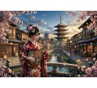 TZZKLAMNYO Chica con kimono en Kioto, Japón Cuadro En Lienzo Sin Marco Lienzo Decorativo Moderno HD Arte De Pared Para Salón, Dormitorio, Comedor, Pasillo Decoracion, Regalo 08x12inch(20x30cm)