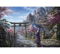 TZZKLAMNYO Flores de cerezo en Kioto, Japón Cuadro En Lienzo Sin Marco Moderno HD Sakura Póster Arte De Pared Para Dormitorio, Salón, Cocina, Oficina Decoracion Pared, Regalo 24x36inch(60x90cm)