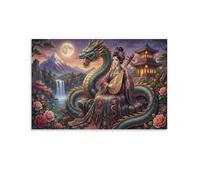 TZZKLAMNYO La melodía del dragón azul Cuadro En Lienzo Sin Marco Moderno HD Arte De Pared Póster Decorativo Para Salón, Dormitorio, Pasillo, Comedor Decoracion, Regalo 20x30inch(50x75cm)