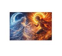 TZZKLAMNYO Mito del Sol y la Luna Cuadro En Lienzo Sin Marco Arte De Pared Moderno HD Lienzo Decorativo Para Salón, Dormitorio, Comedor, Casa Decoracion, Regalo 20x30inch(50x75cm)