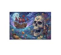 TZZKLAMNYO Tesoro del barco pirata calavera Cuadro En Lienzo Sin Marco Lienzo Decorativo Moderno HD Arte De Pared Para Salón, Dormitorio, Comedor, Pasillo Decoracion, Regalo 24x36inch(60x90cm)