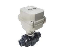 TZZVFRCR Válvula de Bola motorizada eléctrica de 1/2" PVC True Union BSP NPT Extremo de Pegamento DN15 Válvula de Control de Motor eléctrico con Engranaje metálico(BSP-AC24V-CR702)
