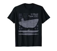 U-Boot Type VIIC gráfico esquemático detallado U-Boat Submarino Camiseta