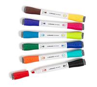 U Brands boligrafoes magnéticos de borrado en seco de doble extremo con borradores (12 unidades), colores surtidos, bajo olor, punta redonda (3 mm)