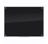 U Brands pizarra de cristal de borrado en seco, 119 x 89 cm, superficie negra con arandelas plateadas, sin marco, incluye un rotulador para cristal con borrador