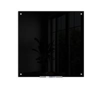 U Brands pizarra de cristal de borrado en seco, 89 x 89 cm, superficie negra con arandelas plateadas, sin marco, incluye un rotulador para cristal con borrador