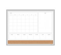 U Brands tablero calendario y pizarra magnética de borrado en seco 4 en 1, 61 x 46 cm, marco de aluminio plateado