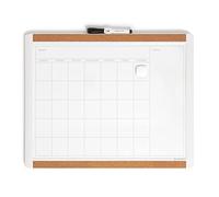 U Brands tablero de calendario pizarra blanca magnética de borrado en seco, 51 x 41 cm, marco blanco, con imán para pizarra y rotulador