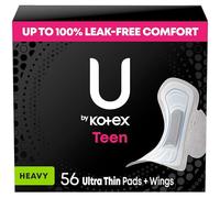 U by Kotex Almohadillas ultrafinas con alas, gran absorción, 56 unidades (4 paquetes de 14) (el embalaje puede variar)