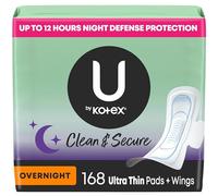 U by Kotex Clean & Secure - Almohadillas ultradelgadas con alas, 168 unidades (6 paquetes de 28) (el embalaje puede variar)