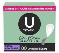 U by Kotex Clean & Secure - Protectores de ropa interior para mujer (anteriormente 'Security LightDays'), absorción de luz, cobertura extra, 80 unidades (el embalaje puede variar)