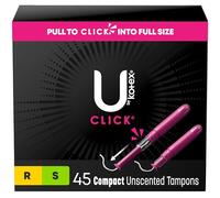 U by Kotex Tampones, Click Compact Multipack, Regular/Super Absorbencia, sin perfume, 45 unidades