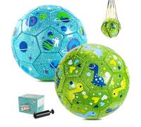 U&C Planet 2 Pack Tamaño 2 Balón de fútbol para niños de 1 a 6 años Incluye 1 Bomba Manual y 2 Bolsas de Malla Juguete para Jugar en Interiores y Exteriores Regalo