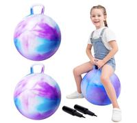 U&C Planet Juego de 2 pelotas de saltar con asa, juguete Hopper para niños de 3 a 8 años, juego de jardín para interiores y exteriores, regalos para niños