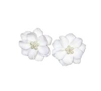 U-K 1 par de Pendientes Grandes de Flores de Camelia Blanca para Mujer, joyería Elegante con Tachuelas de regaloPráctico y Atractivo