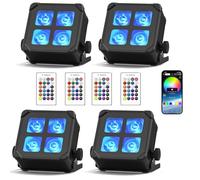 U`King 4PCS 4x10W Batería Par LED Impermeable, RGBWA UV IP65 Luz de Escenario Exterior con Control Remoto, Admite APP, IR, Inalámbrico de 2.4 GHz para Días Lluviosos Piscinas Bodas Discoteca