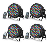 U`King 4PCS RGB Par LED, 72W Luces Escenario con Control Remoto y Modo de Activación de Sonido, Luz de Discoteca para Fiestas Navidad DJ Bar