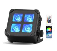 U`King 4x10W Batería Par LED Impermeable, RGBWA UV IP65 Luz de Escenario Exterior con Control Remoto, Admite APP, IR, Inalámbrico de 2.4 GHz para Días Lluviosos Piscinas Bodas Espectáculos Discoteca