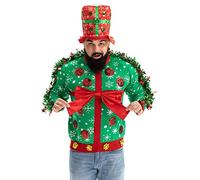 U LOOK UGLY TODAY Feo Jersey de Navidad para hombre, unisex, divertido, sudadera con capucha, cárdigan de punto navideño Ugly Christmas Sweater Chunky Jersey festivo de punto para fiesta, Caja de
