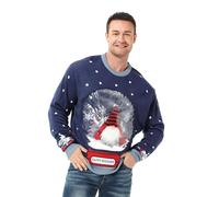 U LOOK UGLY TODAY Jersey de Navidad unisex para hombre, divertido dinosaurio feo, llama, Rodolfo, reno, Papá Noel, suéter de Navidad para mujer, Gnomo Go Snow, M