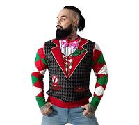 U LOOK UGLY TODAY Suéter de Navidad unisex con LED para hombre, diseño de Rudolph Santa Reno, Party Posh Totty, XXL