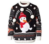 U LOOK UGLY TODAY Suéter de Navidad unisex para hombre, divertido Fairisle con pompones, suéter de Navidad - Snow Jolly Fun, Snow Jolly Good