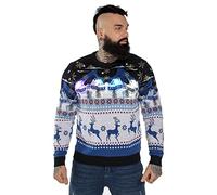 U LOOK UGLY TODAY - Suéter unisex de Navidad con luces LED, diseño de Rudolph el reno, copos de nieve, árbol de Navidad, para hombre y mujer, XL