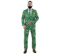 U LOOK UGLY TODAY Traje de Navidad para Hombre, Divertido Disfraz de Chaqueta, Ajuste Regular, Ho Ho Happy Vibes, S