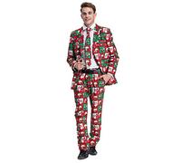 U LOOK UGLY TODAY Traje de Navidad para hombre, divertido disfraz de chaqueta de Navidad, traje de Navidad, ajuste regular, Matriz colorida, S