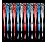 U-MOJOK 27 varitas de fibra óptica rojas, azules y blancas, varillas de luces de fibra óptica iluminadas con 3 modos de luz, bengalas de fuegos artificiales para el 4 de julio, bodas, conciertos